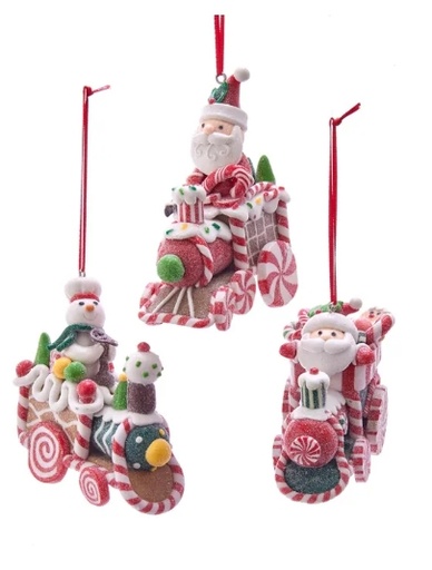[D3629] 3.5´´SANTA/SNWMN GINGRBRD TRAIN  INDIVIDUAL