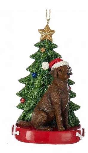 [C7954CLB] 4.25´´BRWN LABRADOR RETRIEVER W/TREE