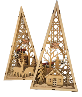 [2744310] C11.5"H B/O LIGHTED WOOD FOREST SCENE TABLE DECOR, 2 ASST