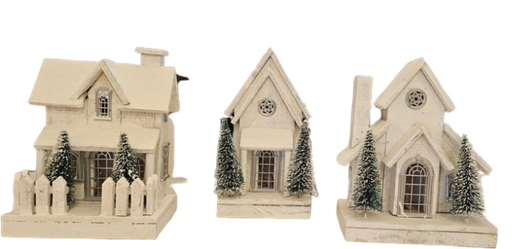 [2744300] 14.4"H B/O LIGHTED WOOD HOLIDAY HOUSE / INDIVIDUAL 
