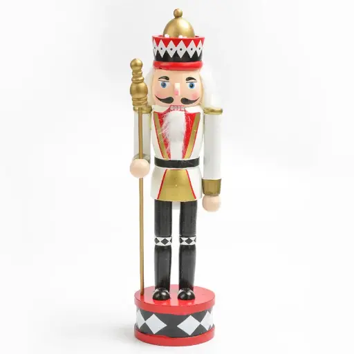 [XM37766] XMAS WOODEN NUTCRACKER W/ROUND BASE