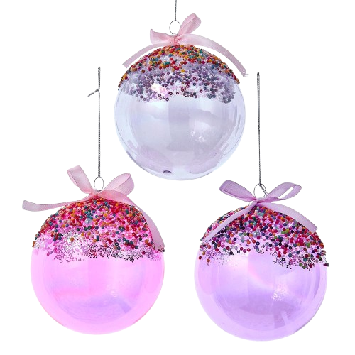 [F2273] 4" GLASS BUBBLEGUM BALL ORN / INDIVIDUAL 	 