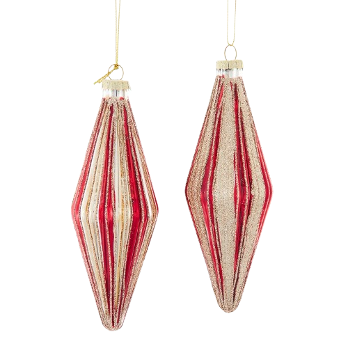 [F2436] GLASS RED & GOLD DIAMOND SHAPE 