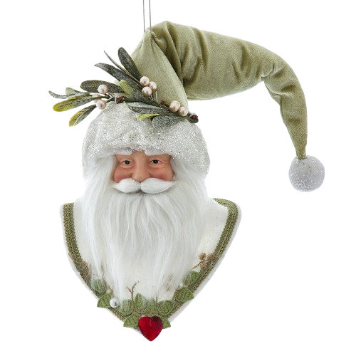 [J6134] MISTLETOE KISSES SANTA HEAD ORNAMENT