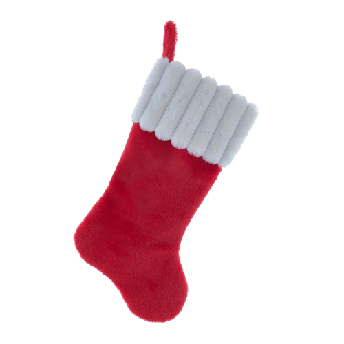 [SG0317] RED FAUX FUR WITH STRIPED WHITE CUFF STOCKING 