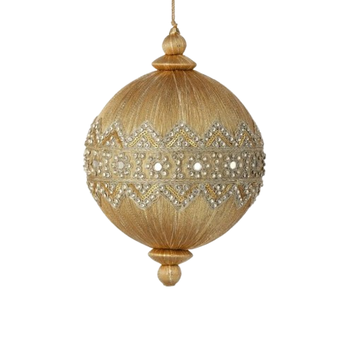 [MTX75377] 6" DOUBLE JEWEL LACE THREAD BALL ORNAMENT - TAUPE 