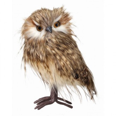 [MTX55951] 9" SPECKLED FEATHER STANDING OWL