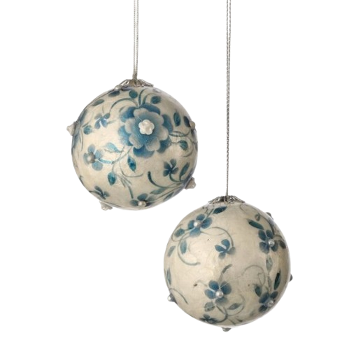 [MTX75481] 3.5" CAPIZ FLORAL BALL ORNAMENT - INDIVIDUAL