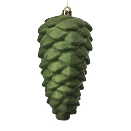 [MTX75628GREEN] 10" VP FLOCKED PINECONE ORNAMENT GREEN 