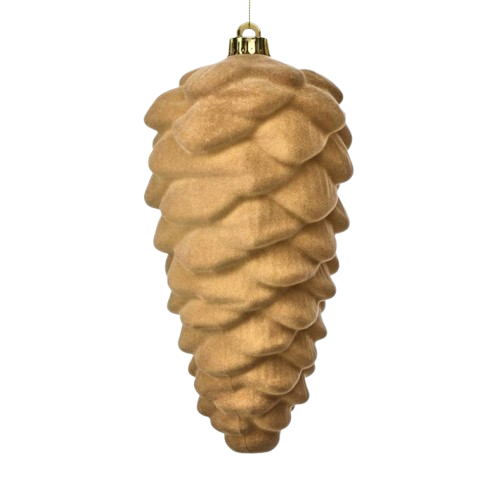 [MTX75628TAN] 10" VP FLOCKED PINECONE ORNAMENT BOX/3 - TAN 