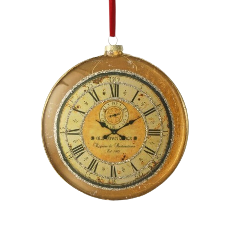 [MTX75684] 6" GLS DISC ANTIQUE WATCH ORNAMENT 