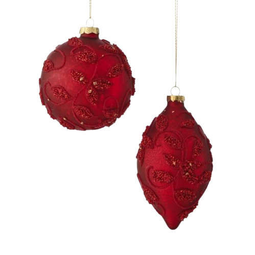 [MTX75693RED] 4-6" GLS MRCY/JWL FINIAL/BALL ORNAMENT - INDIVIDUAL - RED 