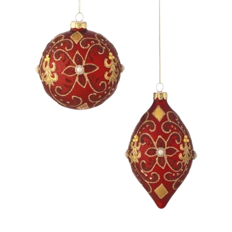 [MTX75694] 4-6" GLS FLUERETTE FINIAL/BALL ORNAMENT - INDIVIDUAL 