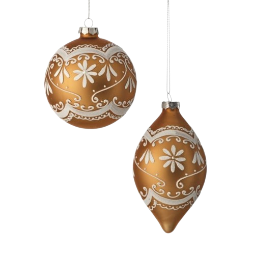 [MTX75703] 4-6" GLASS GBREAD BALL.FINIAL ORNAMENT 