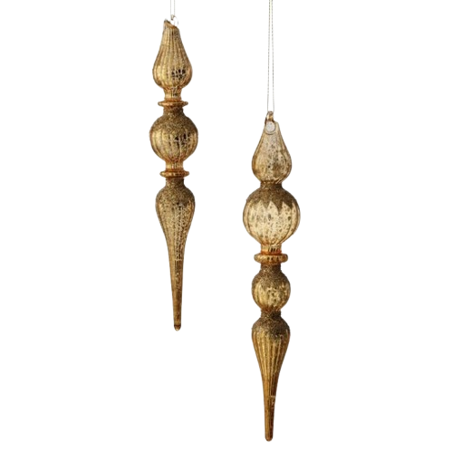 [MTX75713] 11"MRCY GLASS W/GLTR FINIAL ORNAMENT