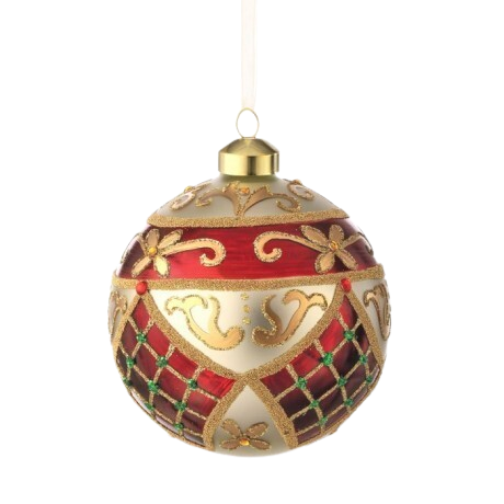 [MTX75763BURGGOLD] 4" GLS LATTICE W/JEWEL BALL ORNAMENT - BURG GOLD 