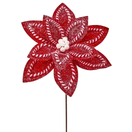 [MTX75787] 22" SUGAR/SPICE POINSETTIA STEM - RED WHITE