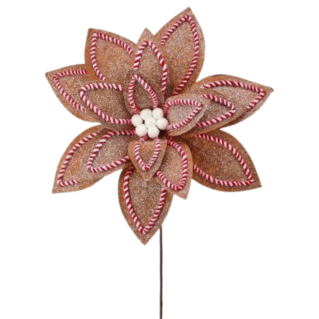 [MTX75788BRW] 30" SUGAR/SPICE POINSETTIA STEM - BROWN RED WHITE