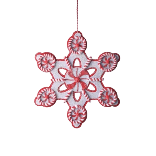 [MTX75790RW] 18" FELT SUGAR/SPICE  SNOWFLAKE / RED