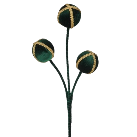[MTX75801GREENGOLD] 25" TRIPLE VELVET BALL SPRAY - GREEN GOLD
