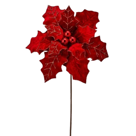 [MTX75802RED] 22" ROYALTY POINSETTIA STEM - RED