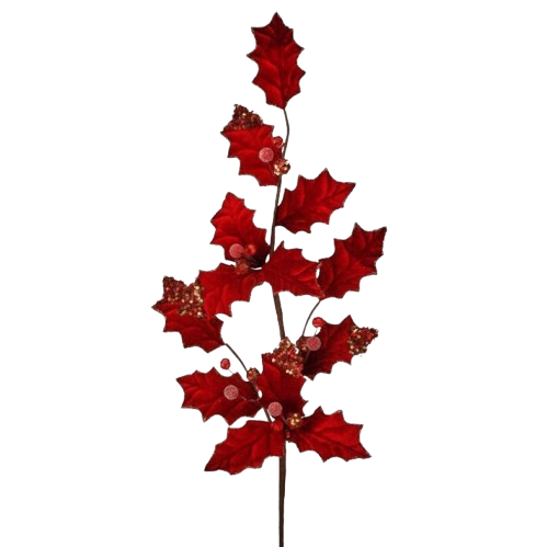 [MTX75805REDG] 29" VELVET HOLLY SPRAY - RED GOLD