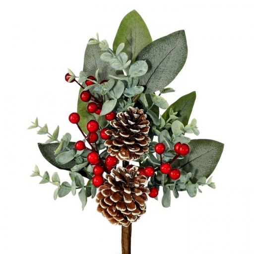 [MTX65856] 14" WP BERRY EUCALYPTUS LEAF CONE PICK 