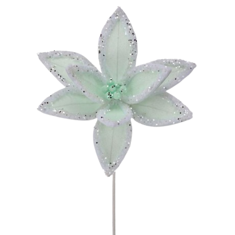 [MTX75825GREEN] 22" WINTER FREEZE POINSETTIA STEM - MINT GREEN