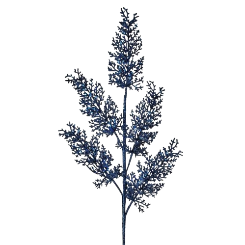 [MTX75827MB] 31" SEQUIN CORAL LEAF SPRAY - MIDNIGHT BLUE