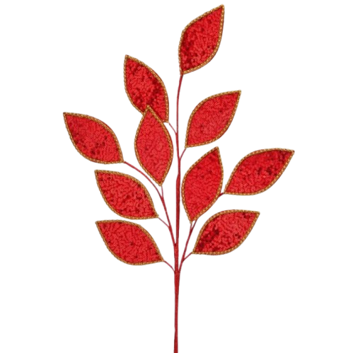 [MTX75933] 28" METALLIC SEQUIN LEAF SPRAY