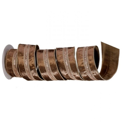 [MTX71574] 2.5"X5Y HERRINGBONE VELVET/TAFFETA RIBBON - GOLD