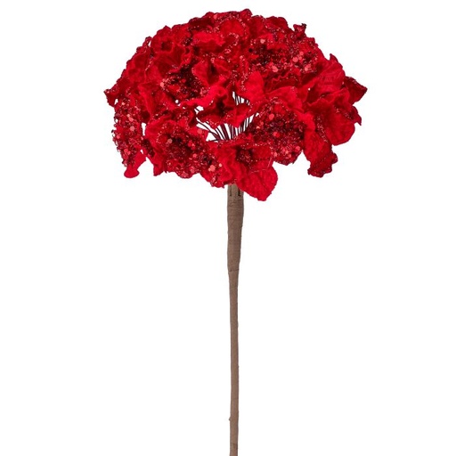 [MTX71671RED] 24" CRYSTAL ENCRUSTED HYDRANGEA STEM - RED