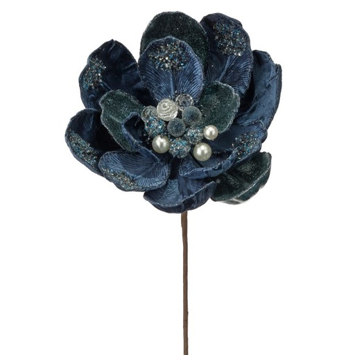 [MTX71691-DENIMBLUE] 24" ICED WINTER MAGNOLIA STEM