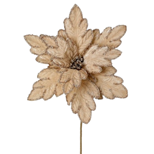 [MTX75966] 24" BEADED VELVET POINSETTIA STEM
