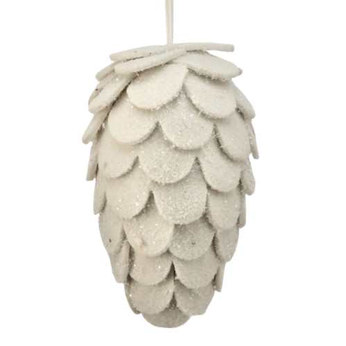 [MTX75990CREAM] 5.5" FELT PINECONE ORNAMENT - CREAM