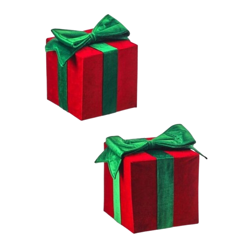 [MTX76047G] 10`` VELVET GIFT BOX GREEN RED - INDIVIDUAL - GRANDE / RDGR