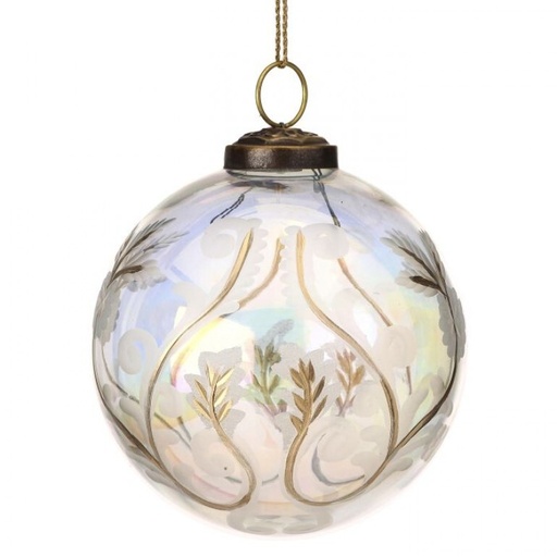 [MTX72591] 4" ETCHED GLASS CLEAR BALL ORNAMENT