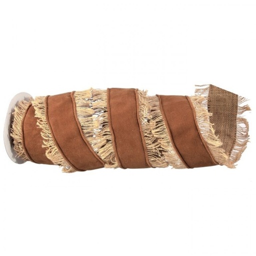 [MTX72715] 4'X5Y FAUX SUEDE W/JUTE FRINGE RIBBON - LIGHT BROWN
