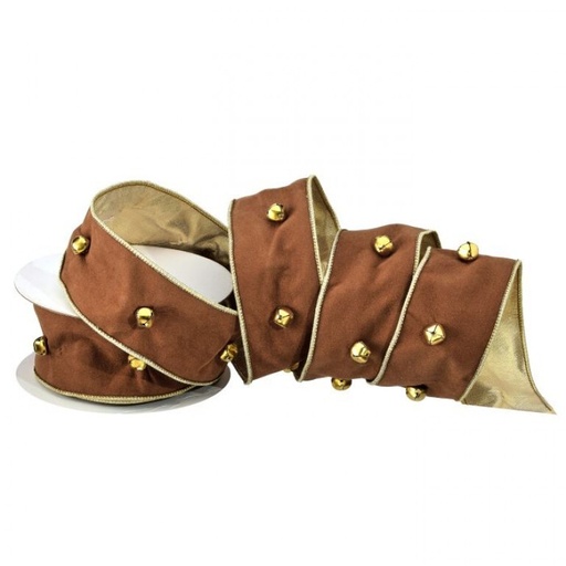 [MTX72717] 2.5X5Y FAUX SUEDE W/JINGLE BELL RIBBON
