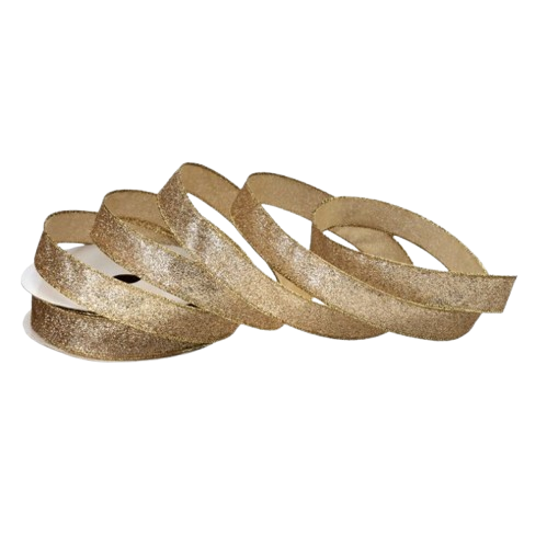 [MTX76081CH] 1"x20Y WIRED GLITTER /SATIN RIBBON - CHAMPAGNE