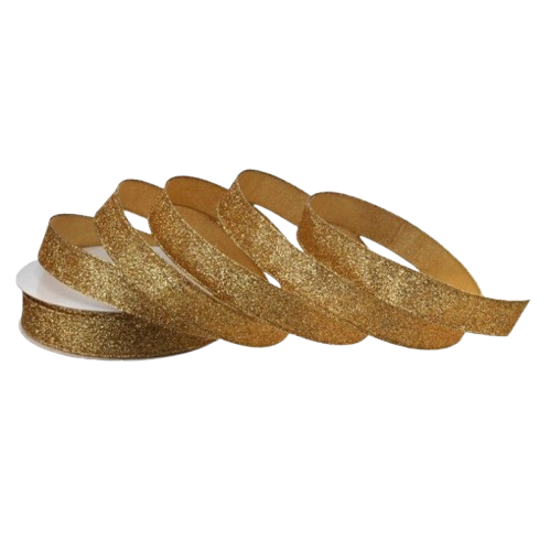 [MTX76081] 1"x20Y WIRED GLITTER /SATIN RIBBON - GOLD