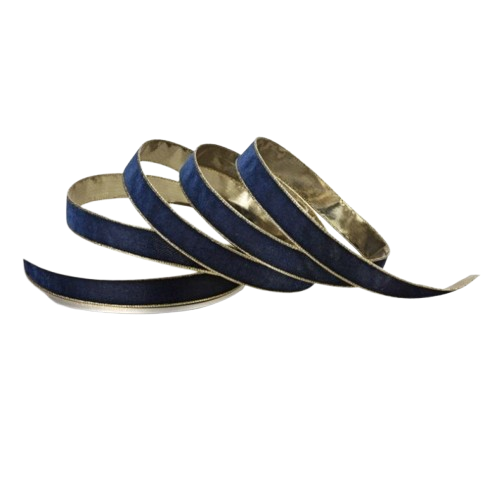 [MTX76082MIBLU] 1"X20Y WIRED VELVET RIBBON W/METALLIC EDGE - MIDNIGHT BLUE