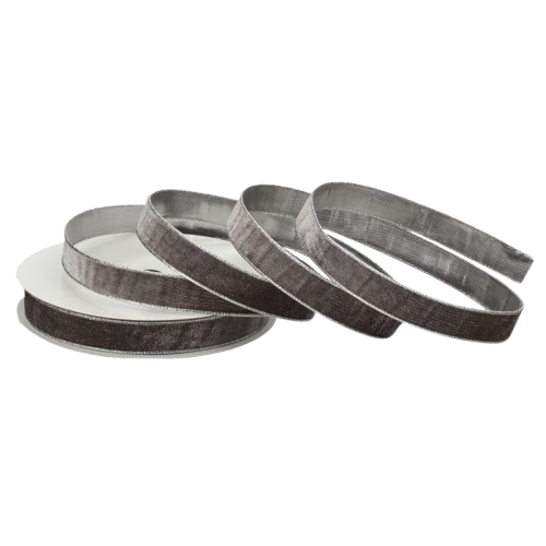 [MTX76082SILVER] 1"X20Y WIRED VELVET RIBBON W/METALLIC EDGE - SILVER
