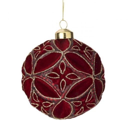 [MTX73649] 4' GLASS FLUERETTE GLITTER ORNAMENT CLARET