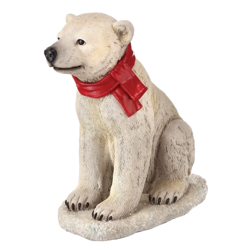 [MTX56928 RED] 16.5"T RESIN OUTDOOR SITTING BABY POLAR BEAR" N.C