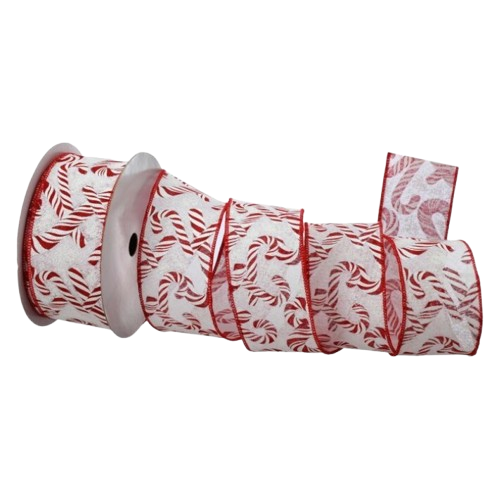 [MTX76096] 2.5"X20Y CANDY CANE COTTON RIBBON