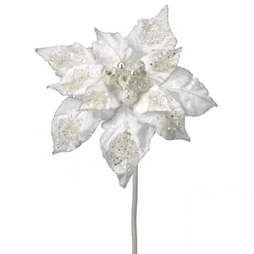 [MTX74866WHITE] 28"T GRANDE GLAMOUR POINSETTIA STEM 18"D