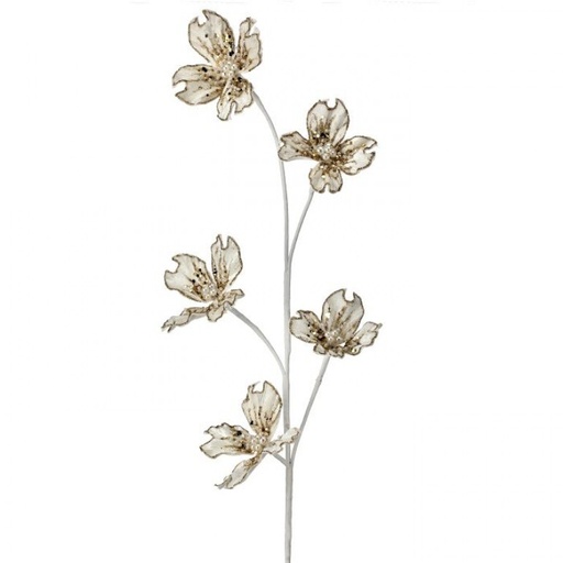 [MTX74869] 36" GLITTER DOGWOOD SPRAY - IVORY CHAMPAGNE