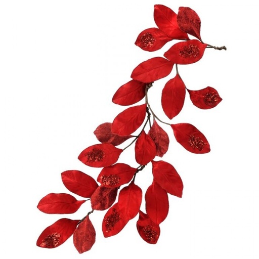 [MTX74875RED] 48" ENCRUSTED JEWEL MAGNOLIA GARLAND RED