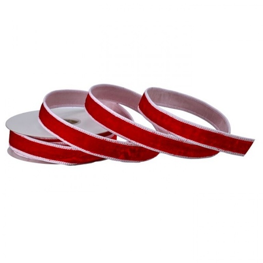 [MTX74878] 1"X10Y SHELDON VELVET W /PIPING EDGE -RED WHITE